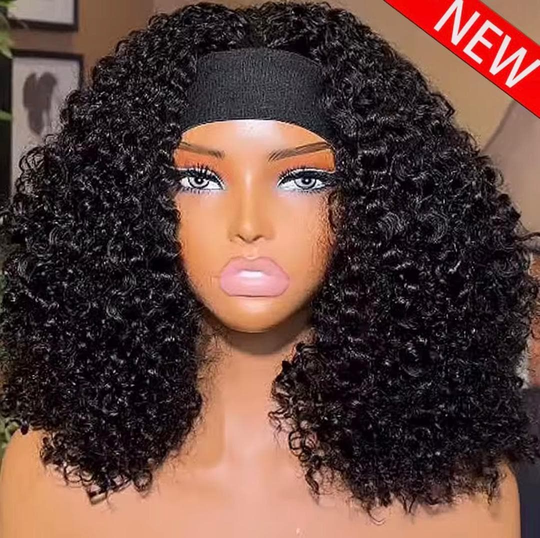 400grams deep curl band wig ( premium hair blend)